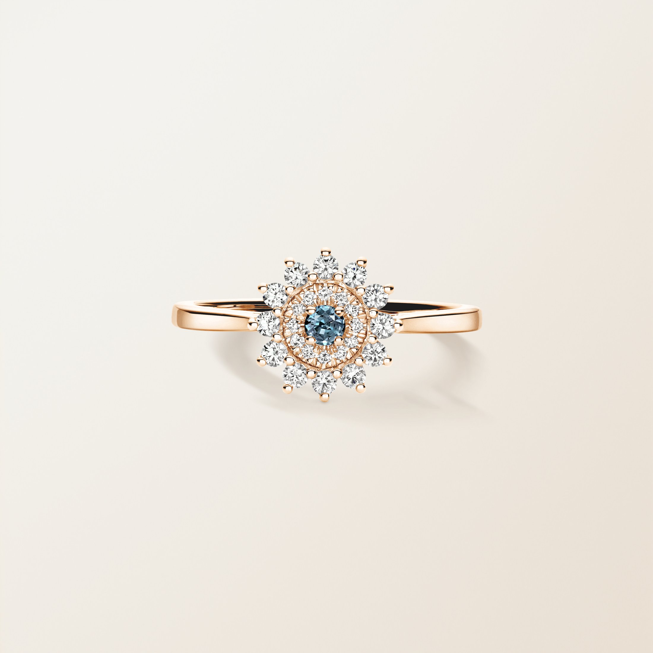 Rose gold, Blue Grey Sapphire
