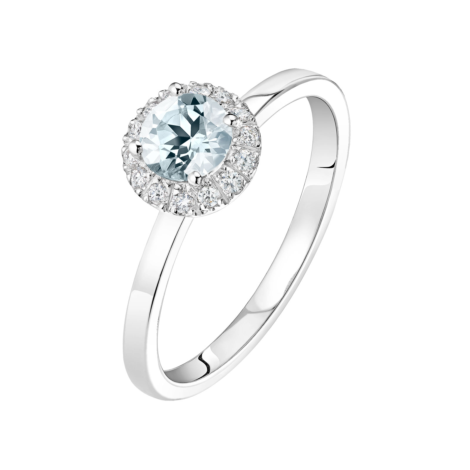Bague Or blanc Aigue-marine et diamants Rétromantique M 1