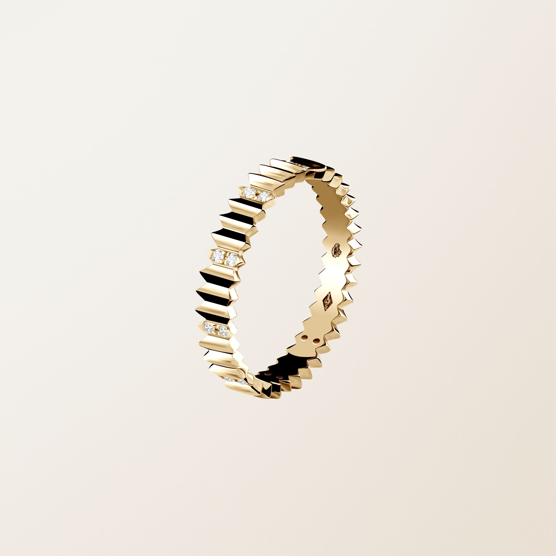 Bague Or jaune 18 cts Diamant Entaille S Pavée