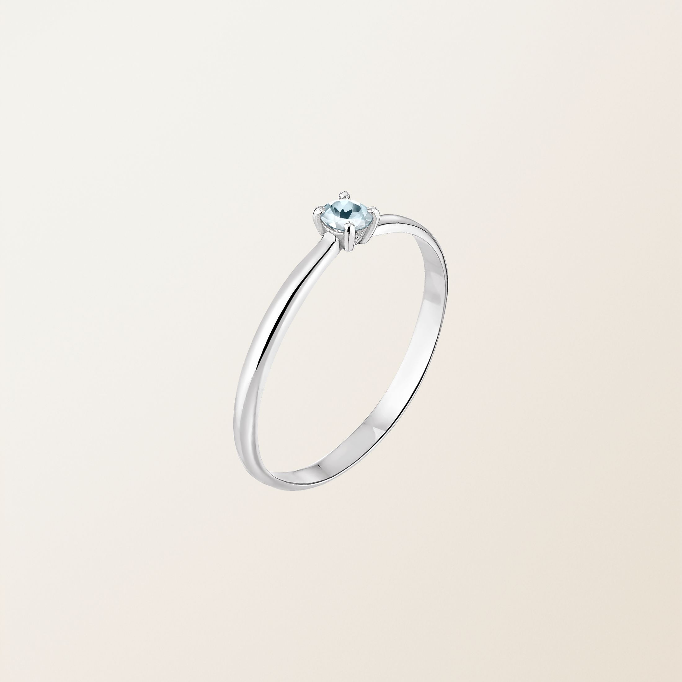 Bague Or blanc 18 cts Aigue-marine Mini Lady