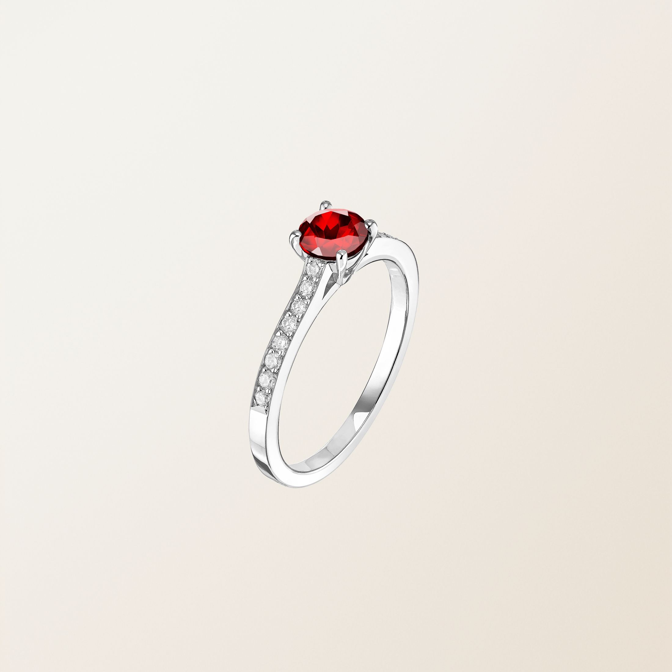 Bague Platine Grenat Little Lady Pavée