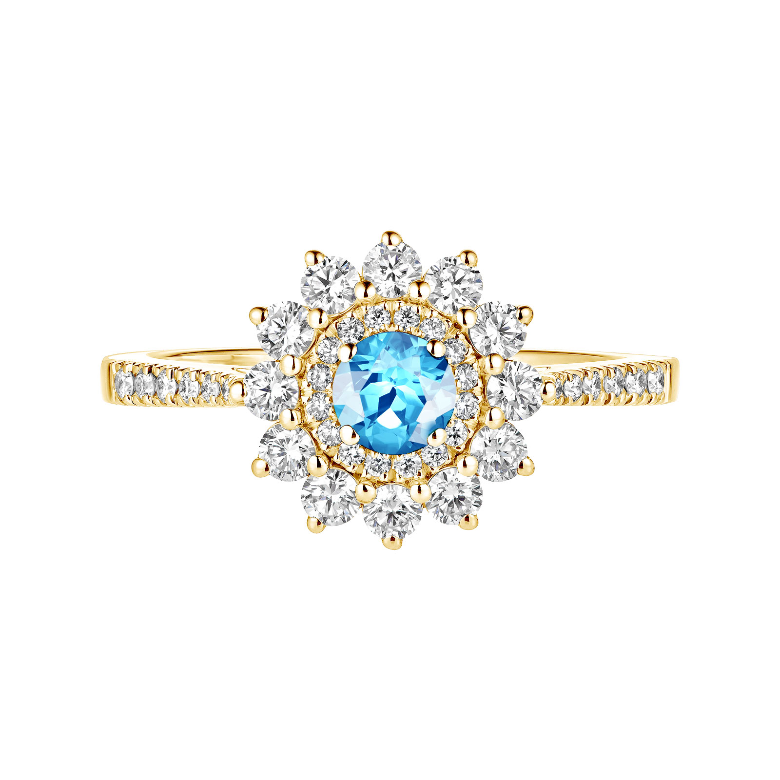 Bague Or jaune Topaze et diamants Lefkos 4 mm Pavée 1