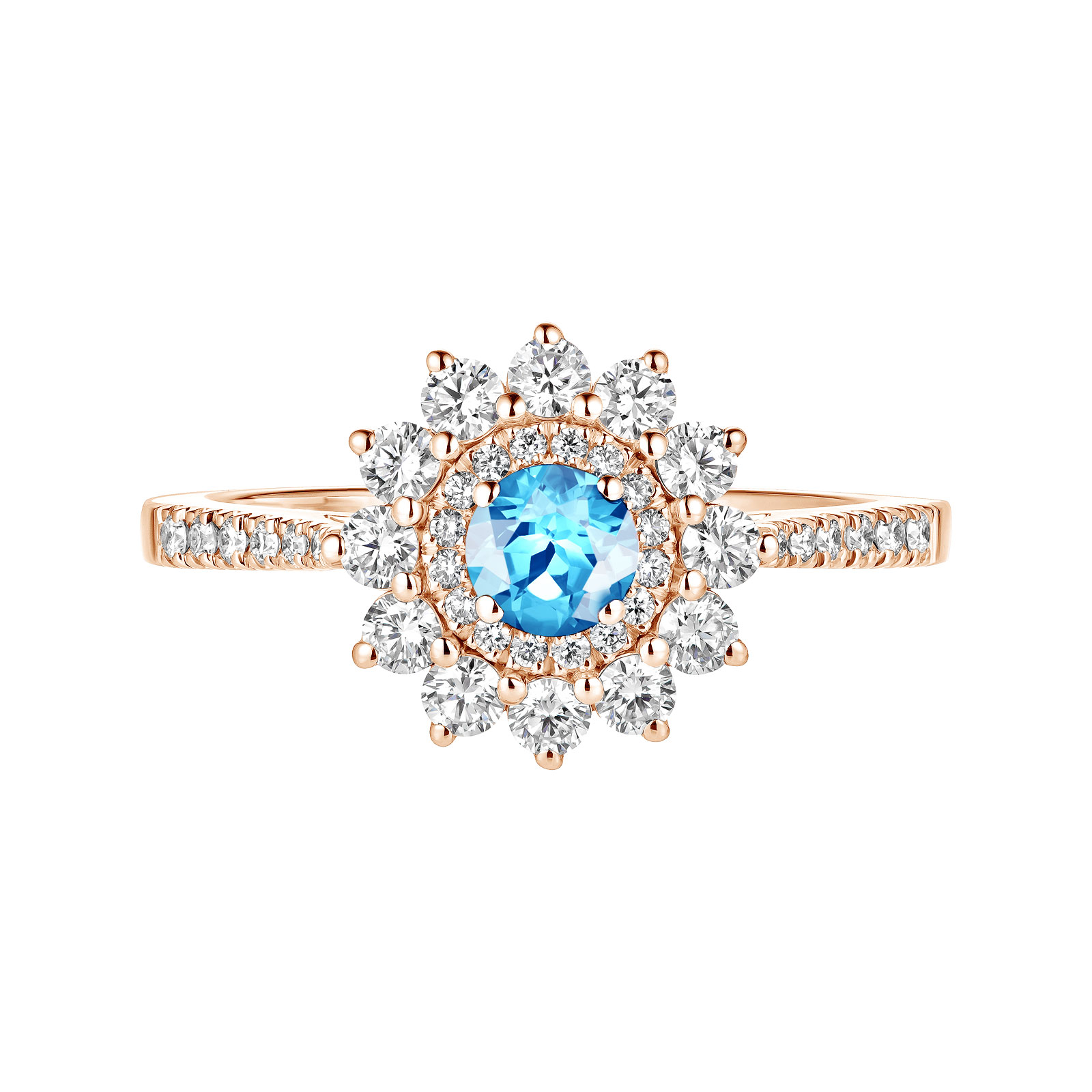 Bague Or rose Topaze et diamants Lefkos 4 mm Pavée 1