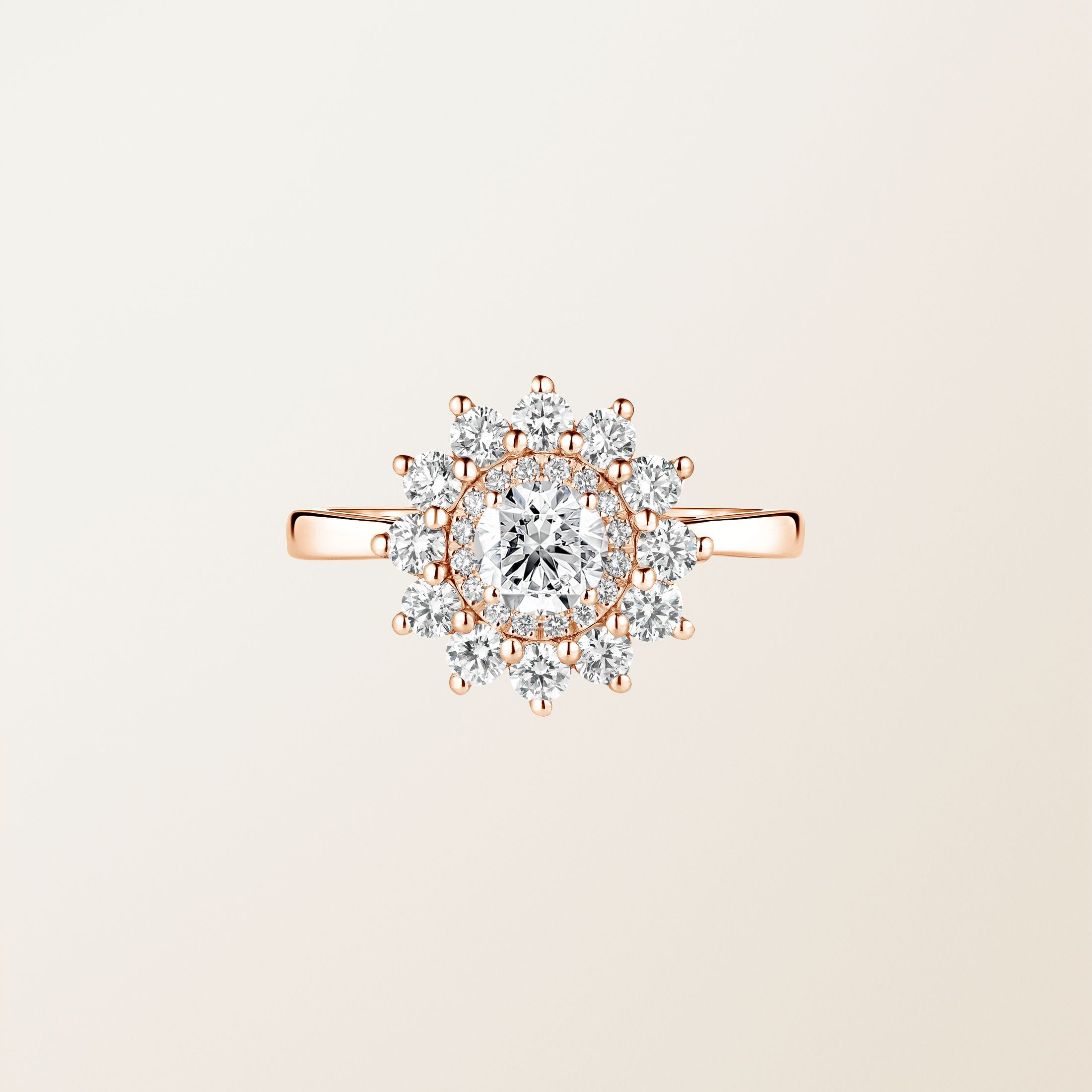 Bague Or rose 18 cts Diamant Lefkos 5 mm