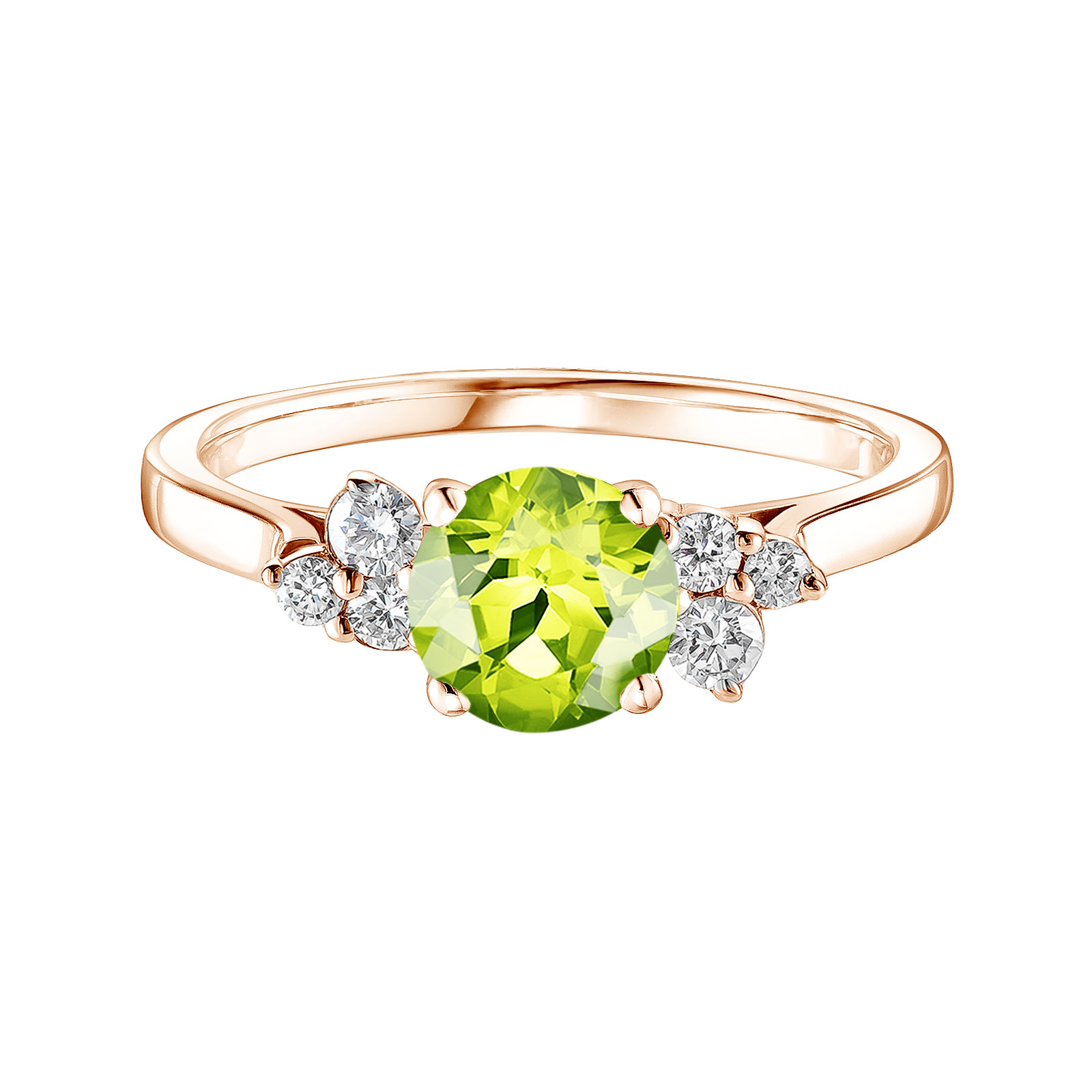 Bague Or rose Péridot et diamants Baby EverBloom 6 mm 1