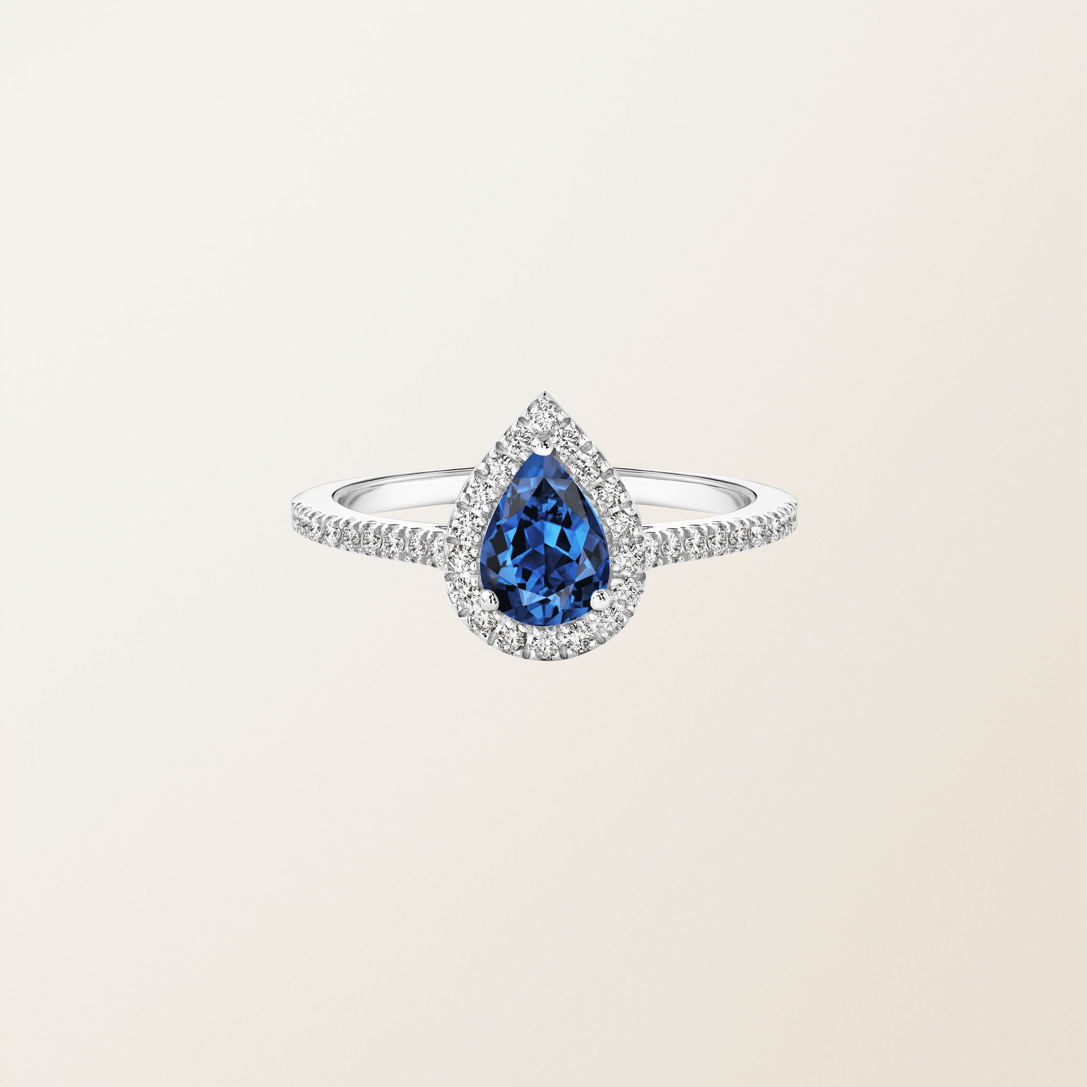 リング 18金ホワイトゴールド サファイア Rétromantique Poire Pavée