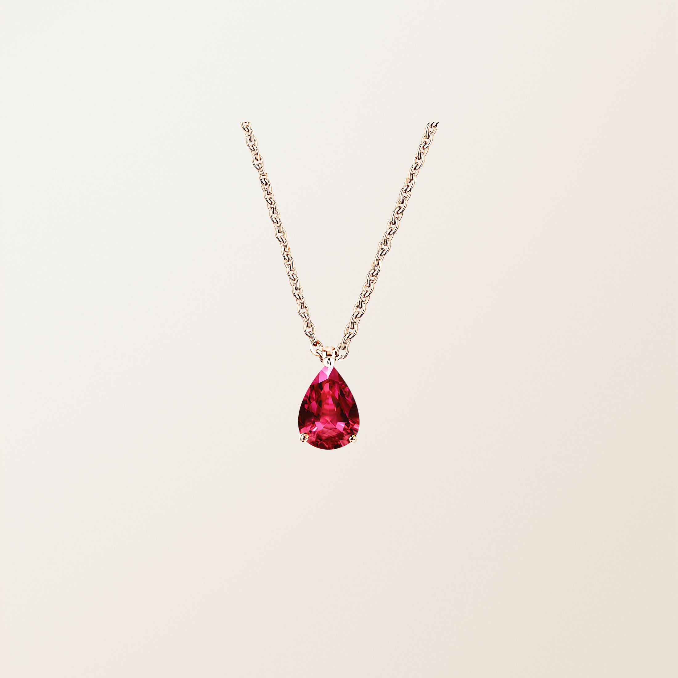 Pendentif Or rose 18 cts Rubis Lady Poire M