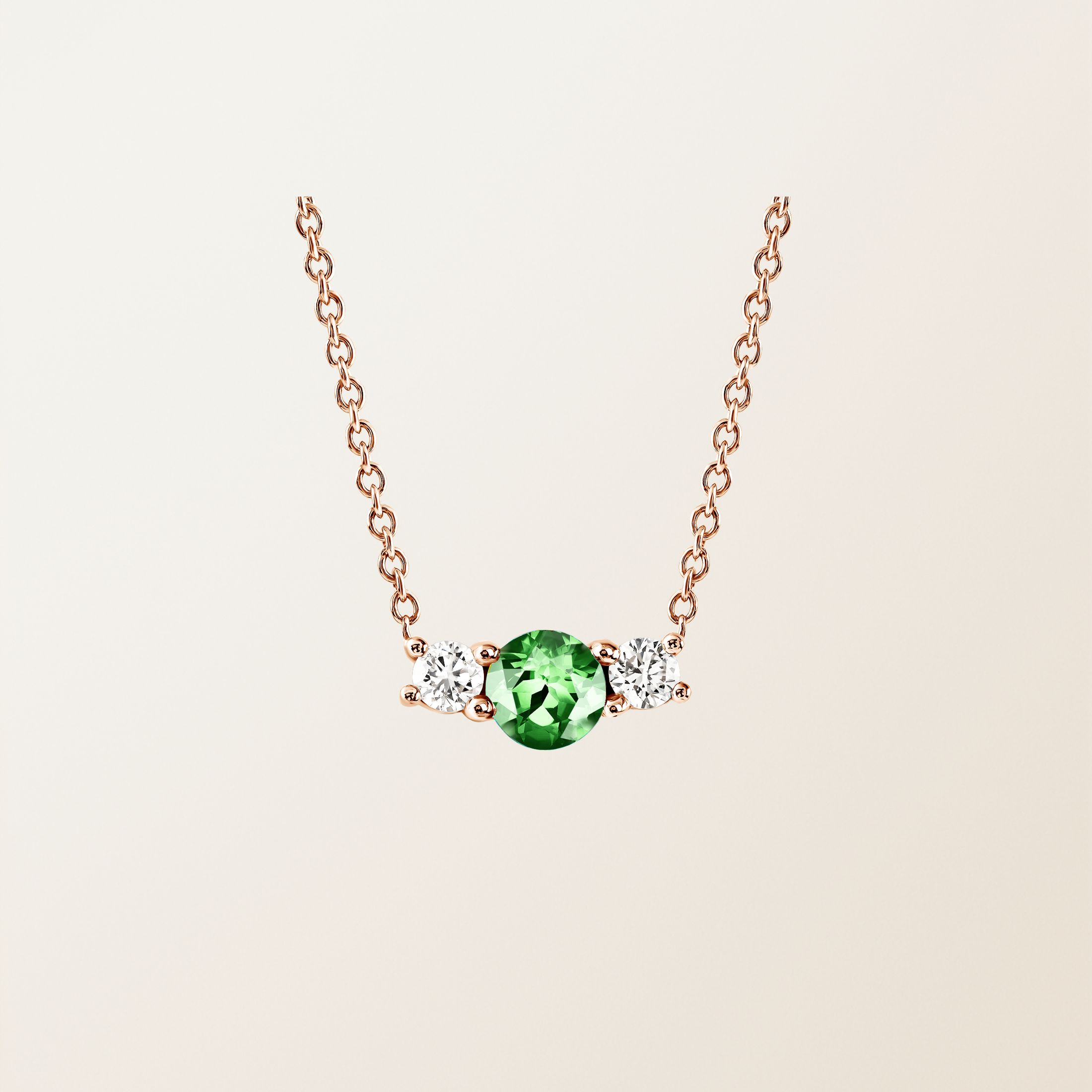 Pendentif Or rose 18 cts Tsavorite Lady Duo