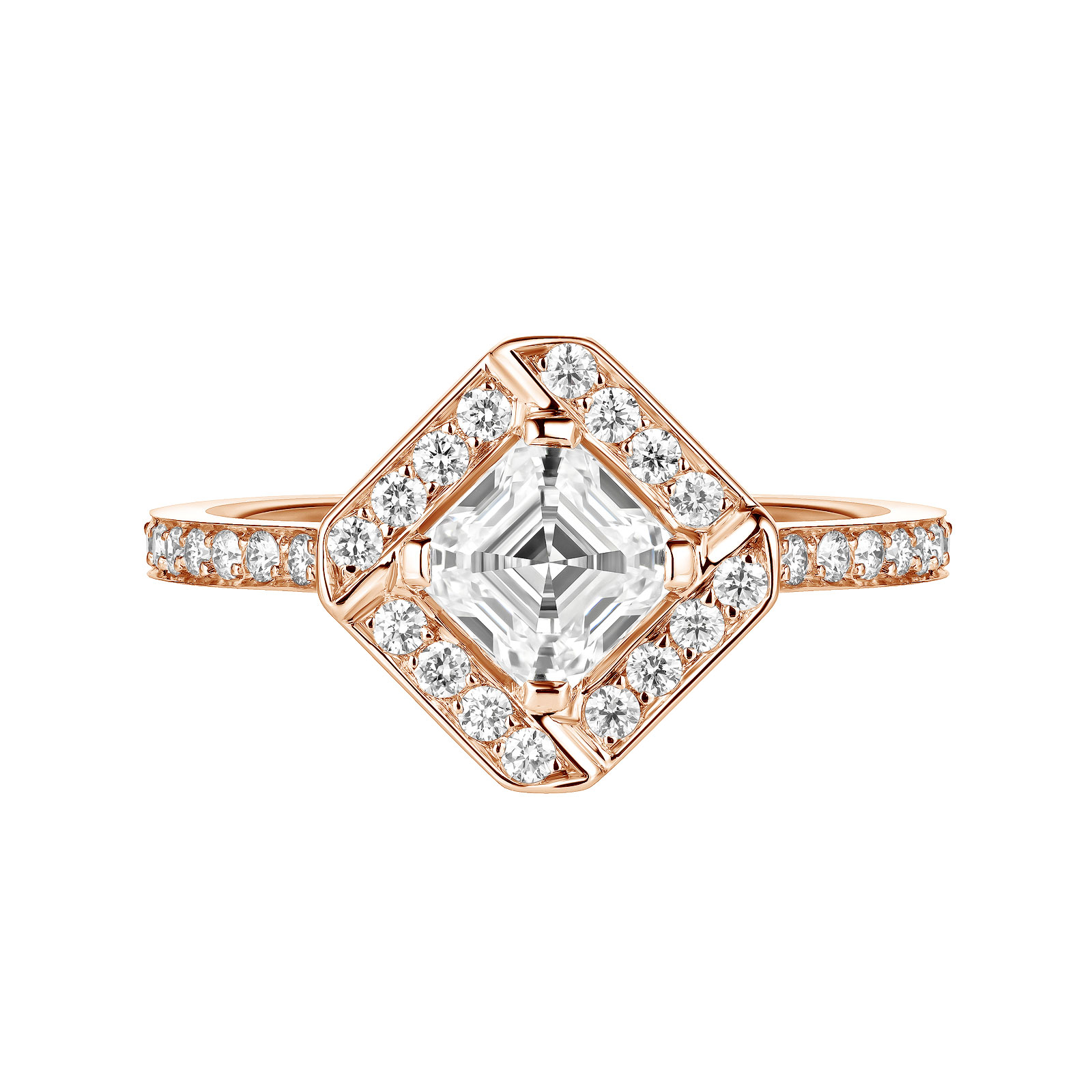 Bague Or rose Diamant Plissage 1