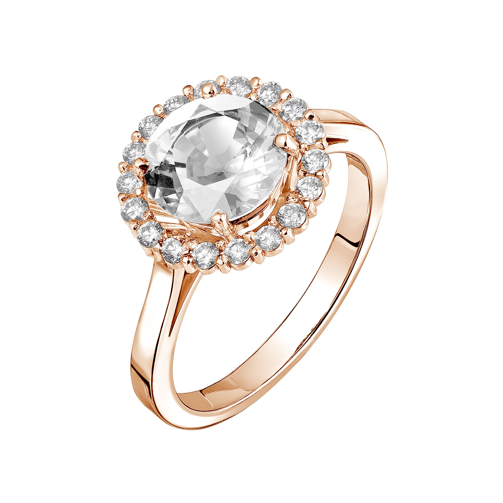 Bague Or rose Quartz et diamants Rétromantique XL 1