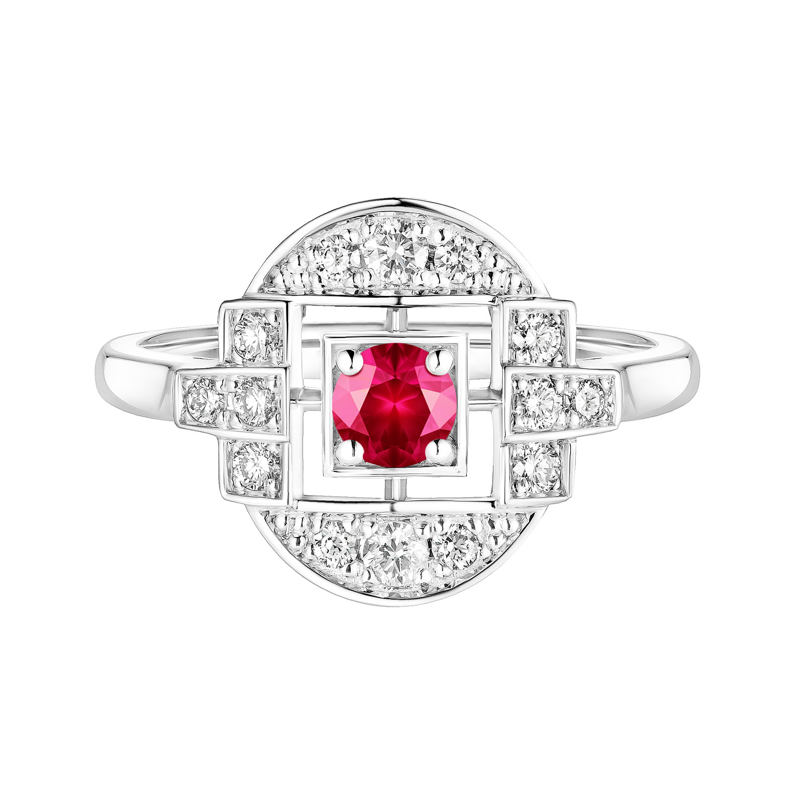 Bague Or blanc Rubis et diamants Art Déco Solo 1