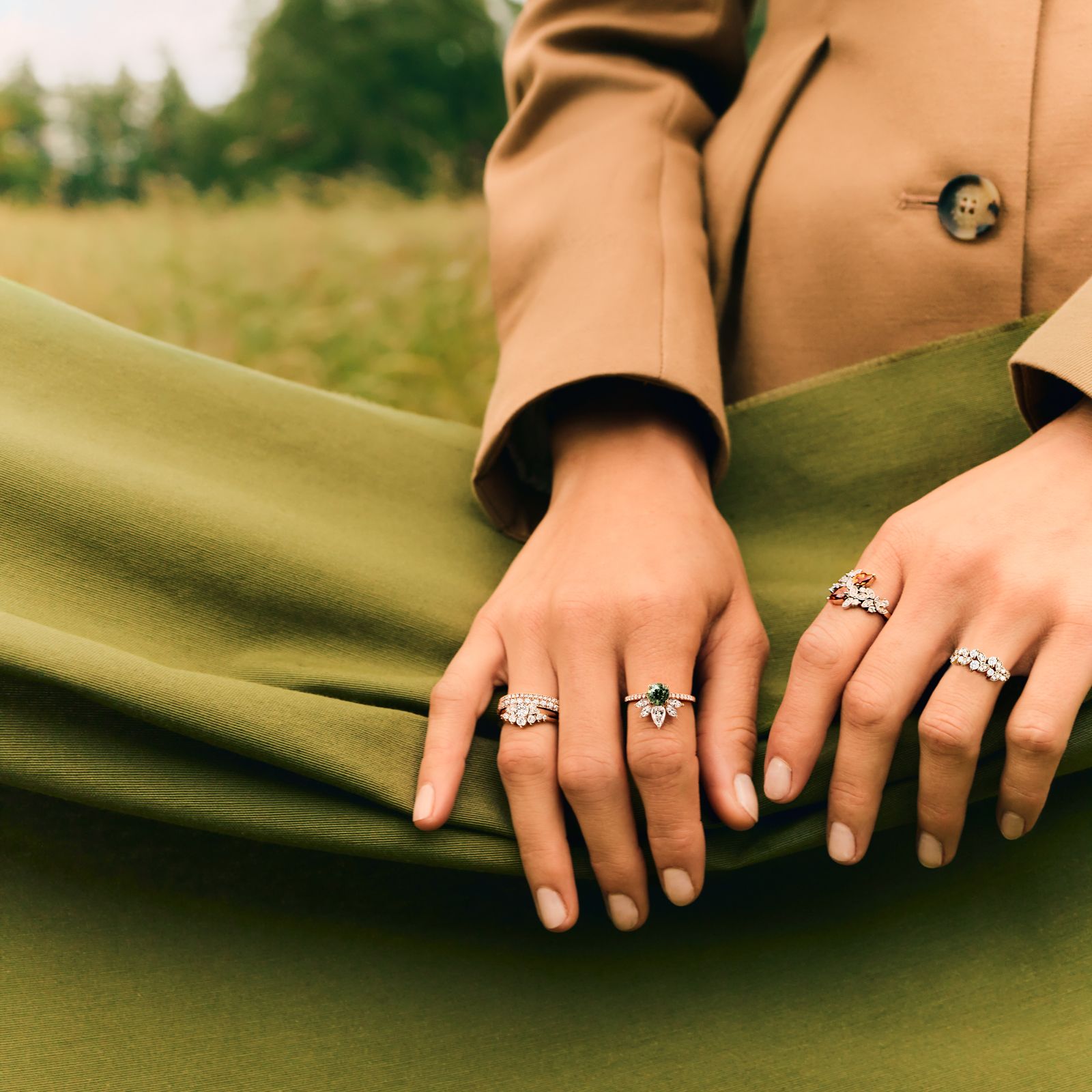 Bague Or blanc Saphir et diamants EverBloom Pavée 5