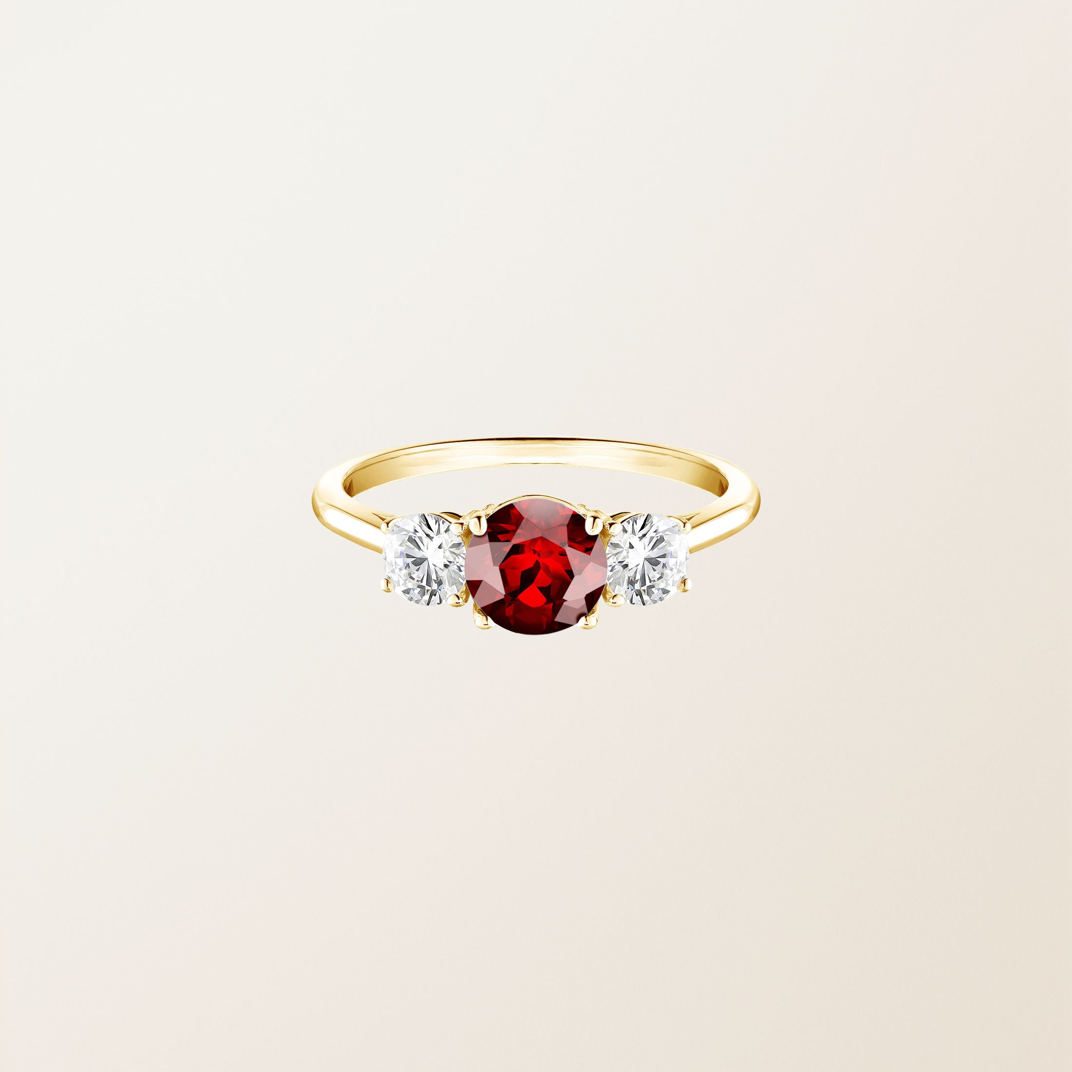 Bague Or jaune 18 cts Grenat Little Lady Duo