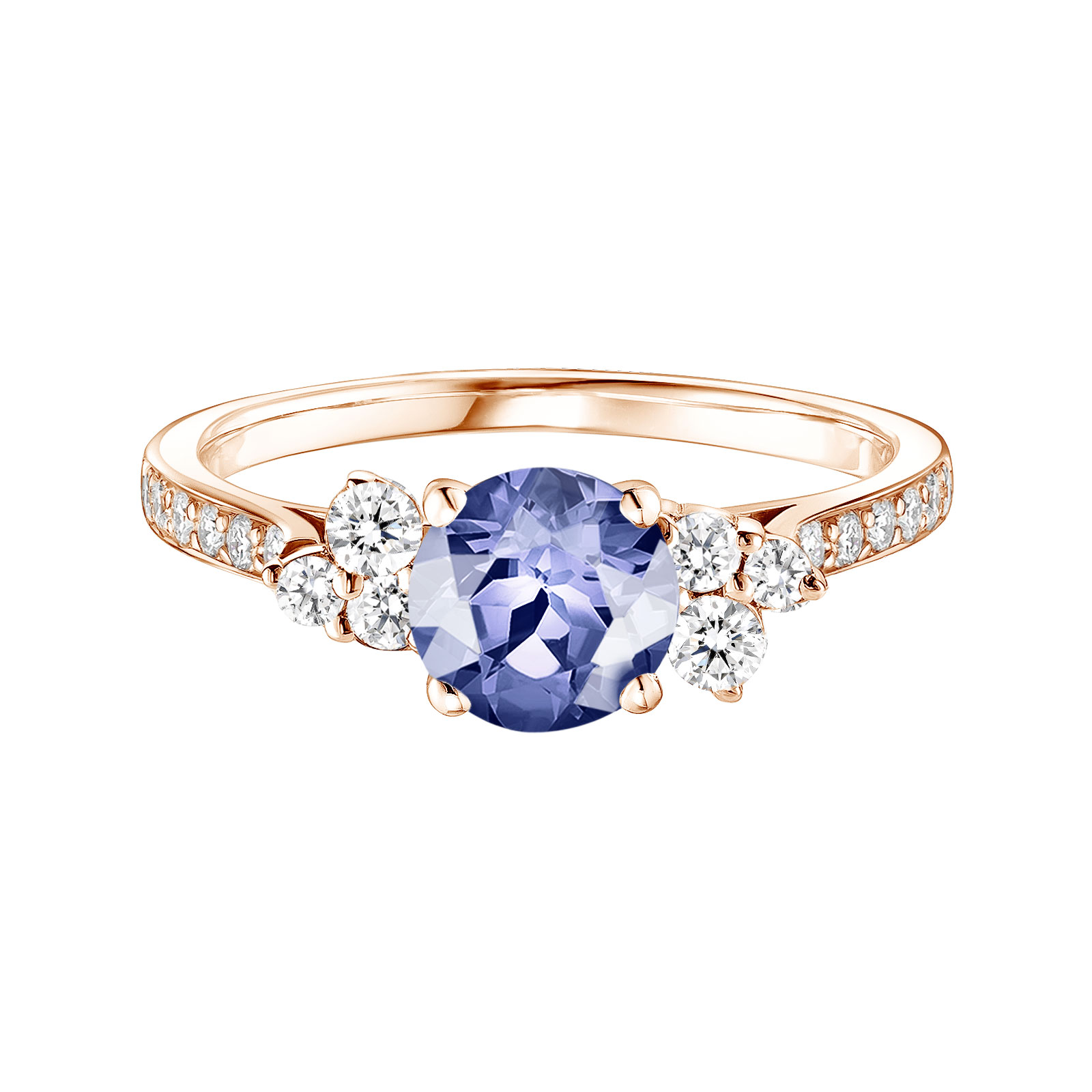 Bague Or rose Tanzanite et diamants Baby EverBloom 6 mm Pavée 1