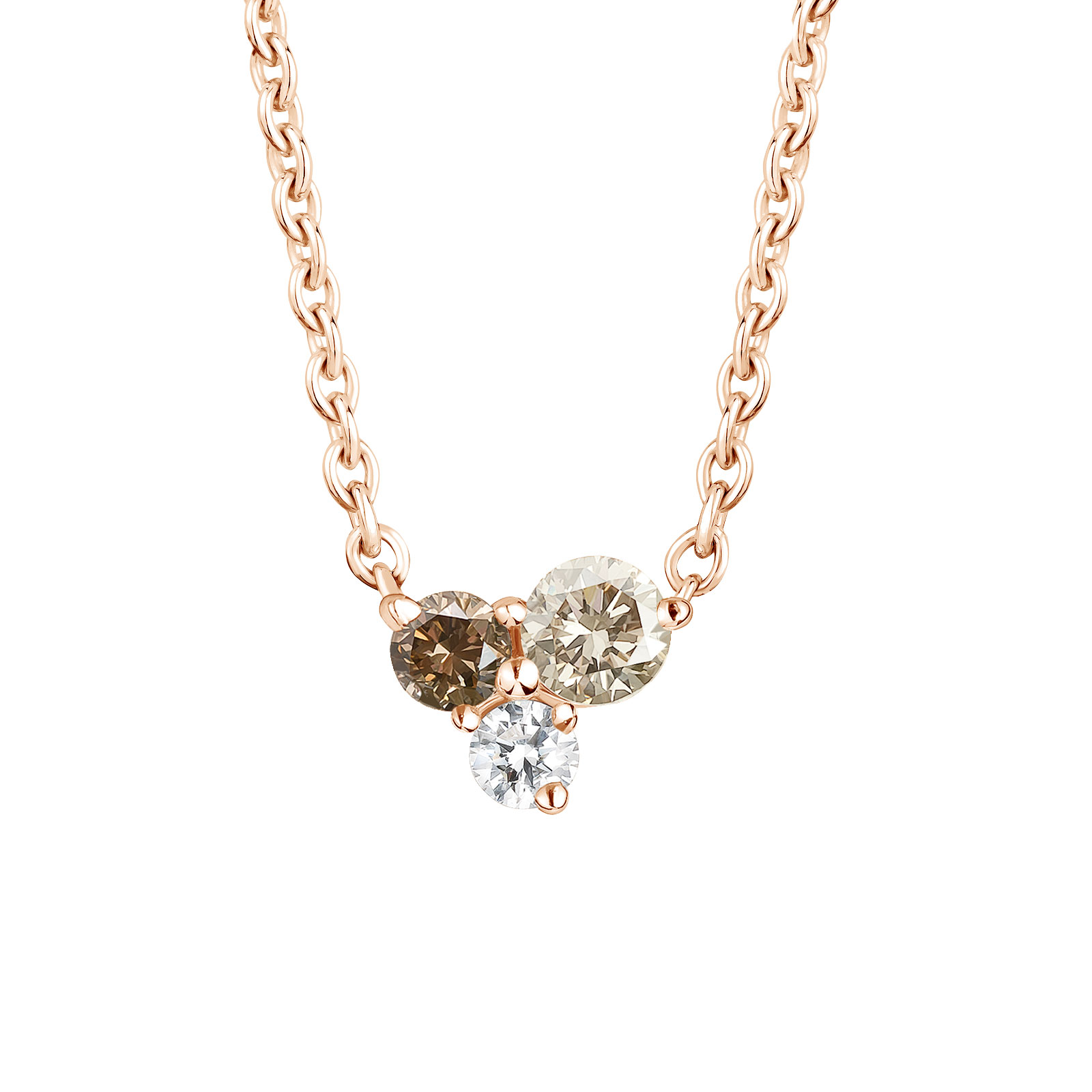 Pendentif Or rose et diamants Mini EverBloom Diamants Champagne & Chocolat 1