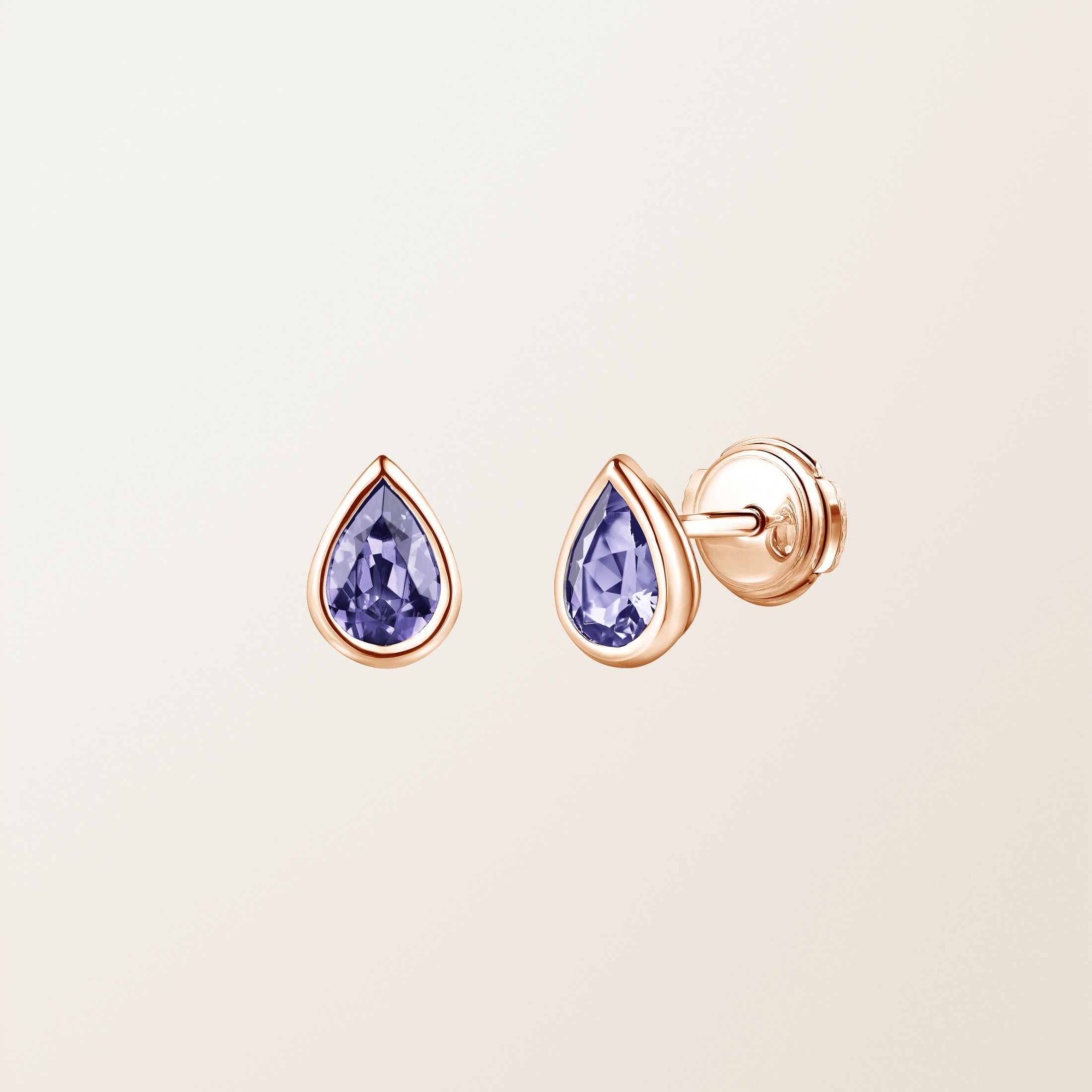 Boucles d'oreilles Or rose 18 cts Tanzanite Gemmyorama