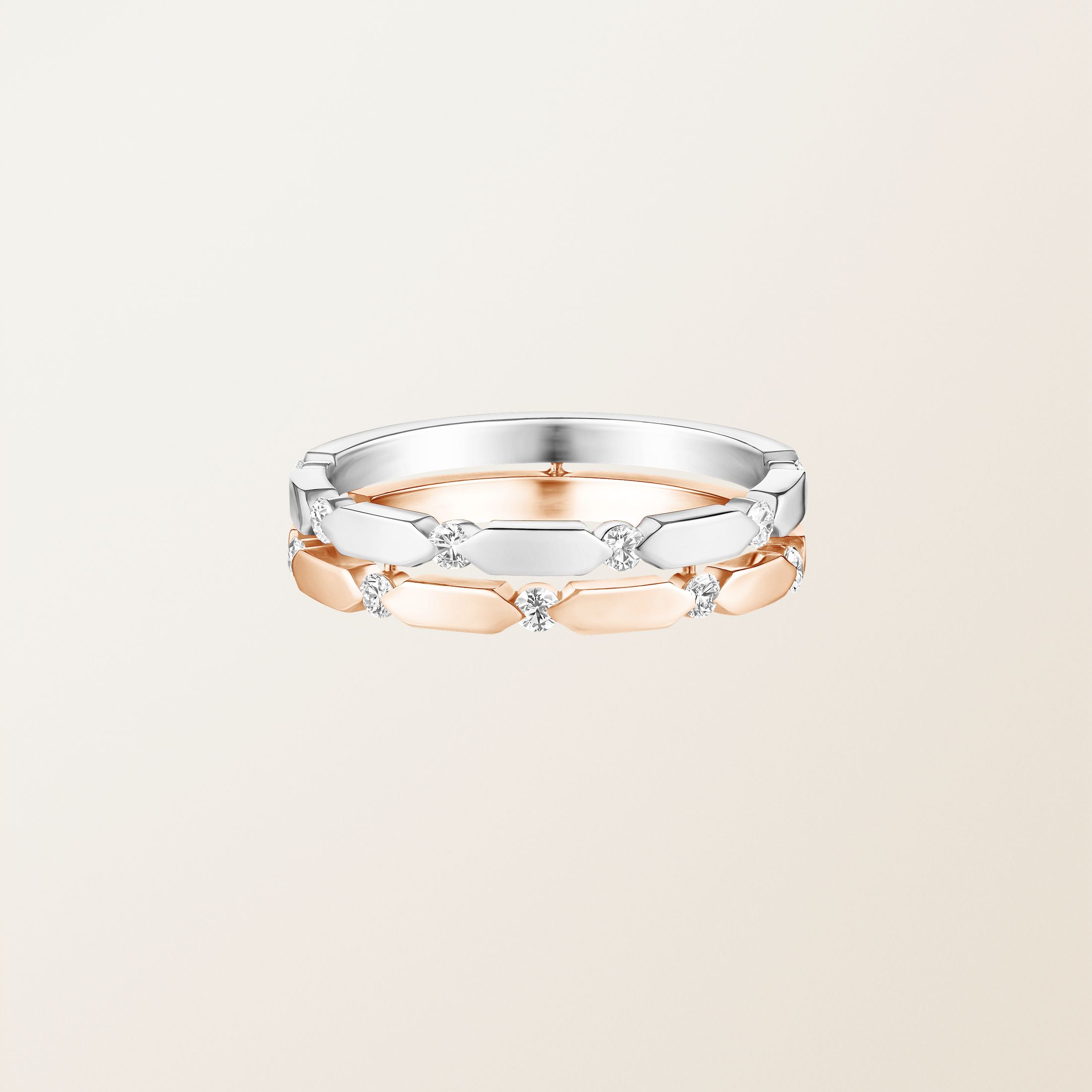Bague Or blanc / Or rose 18 cts Diamant MET Duo S