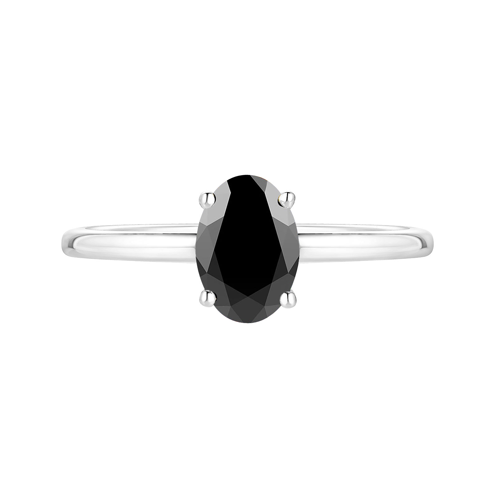 Bague Or blanc Spinelle noir Lady Ovale 1