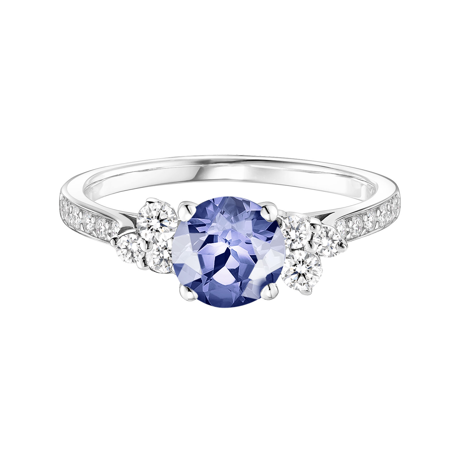 Bague Or blanc Tanzanite et diamants Baby EverBloom 6 mm Pavée 1