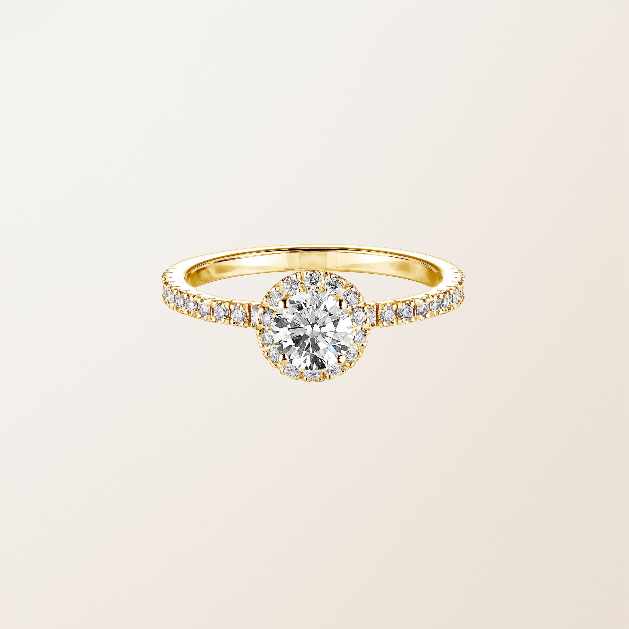 Bague Or jaune 18 cts Diamant Rétromantique M Pavée