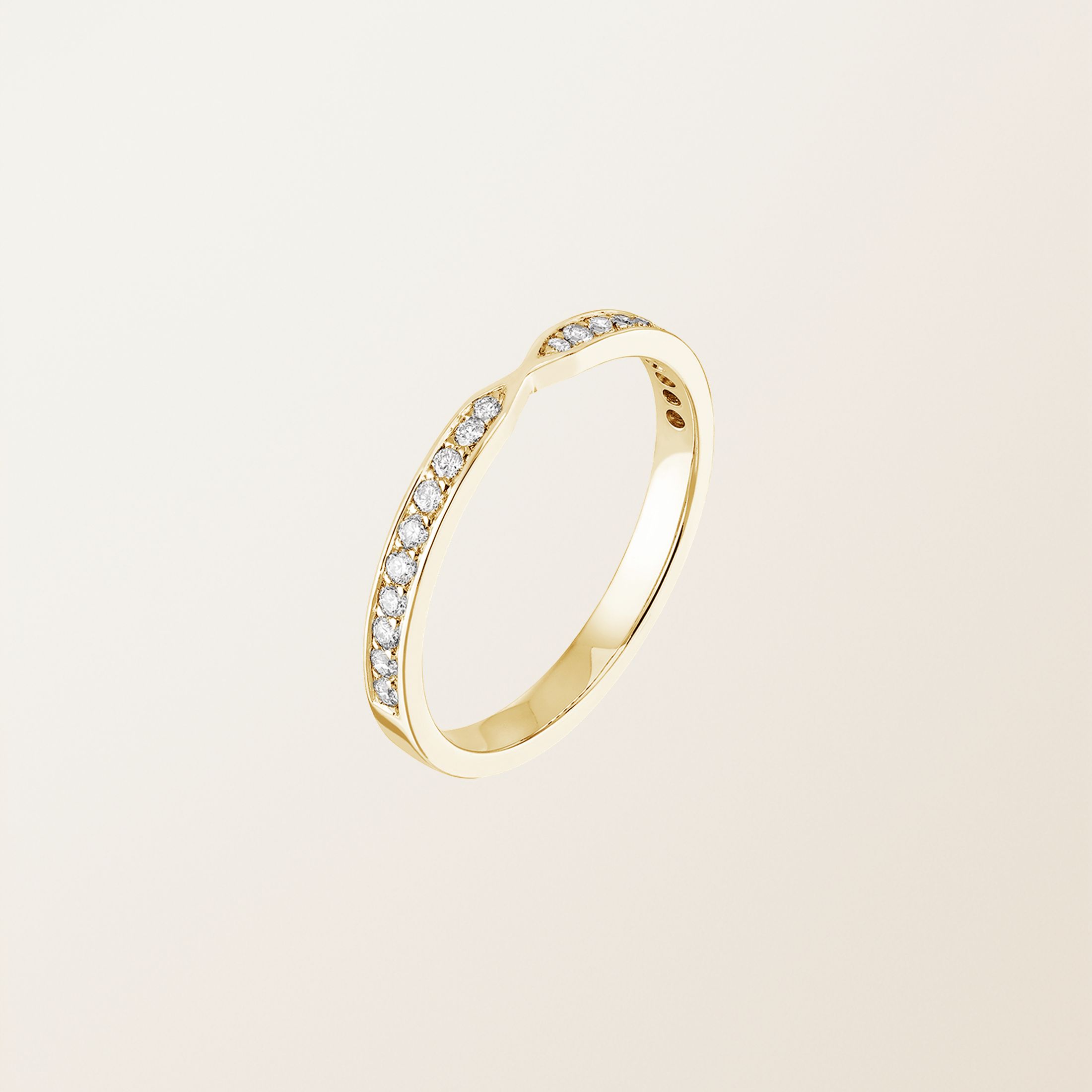Alliance Or jaune 18 cts Diamant Lady Jonc Pavée