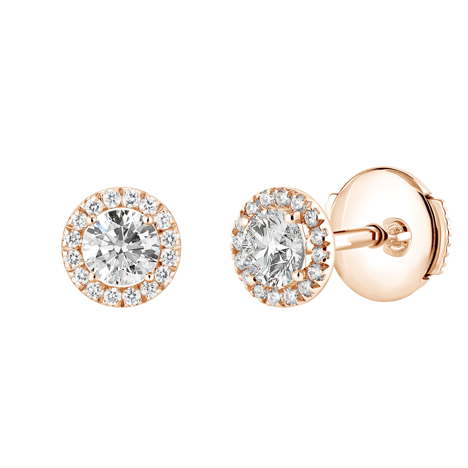 Boucles d'oreilles Or rose Diamant Rétromantique S 1