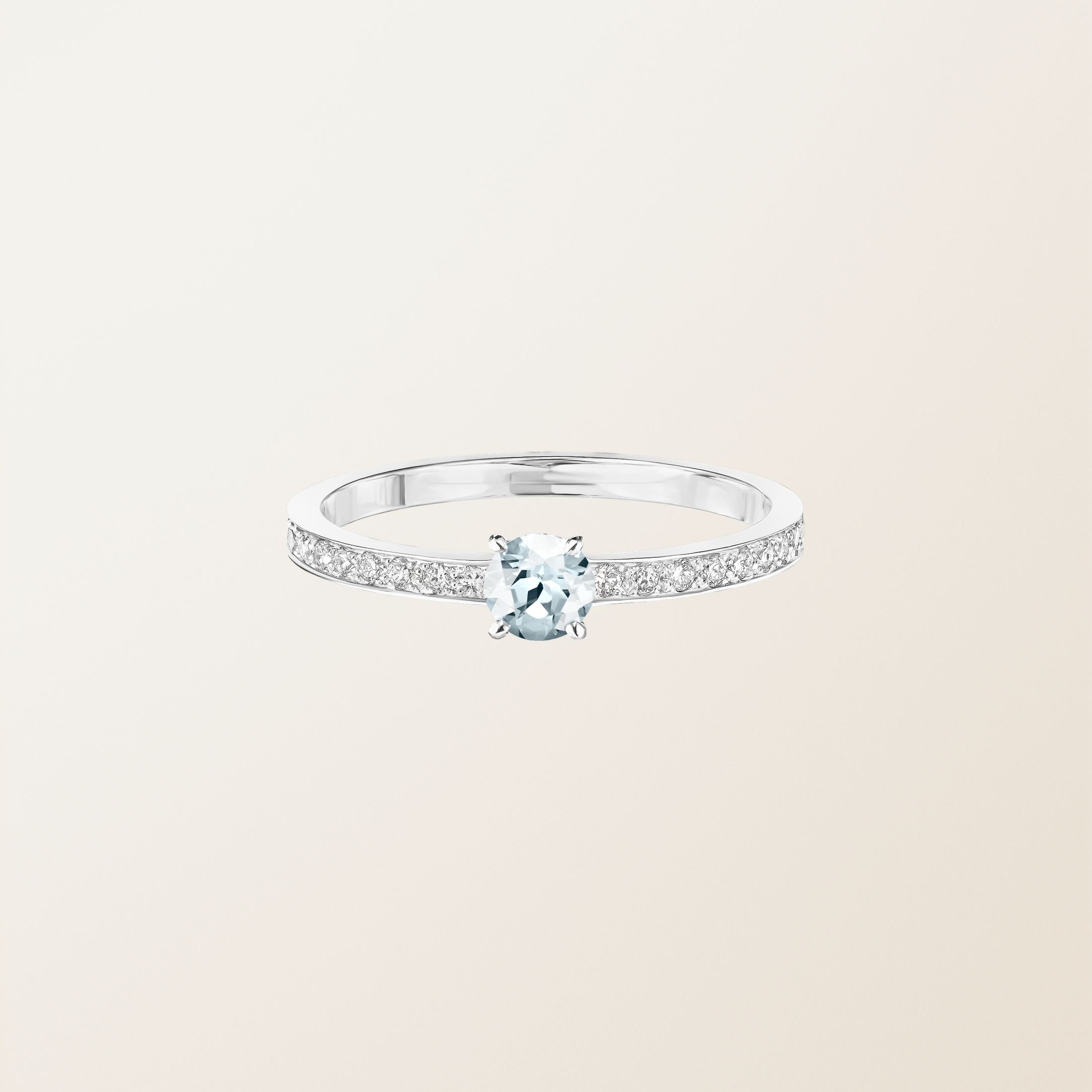 Bague Or blanc 18 cts Aigue-marine Milady