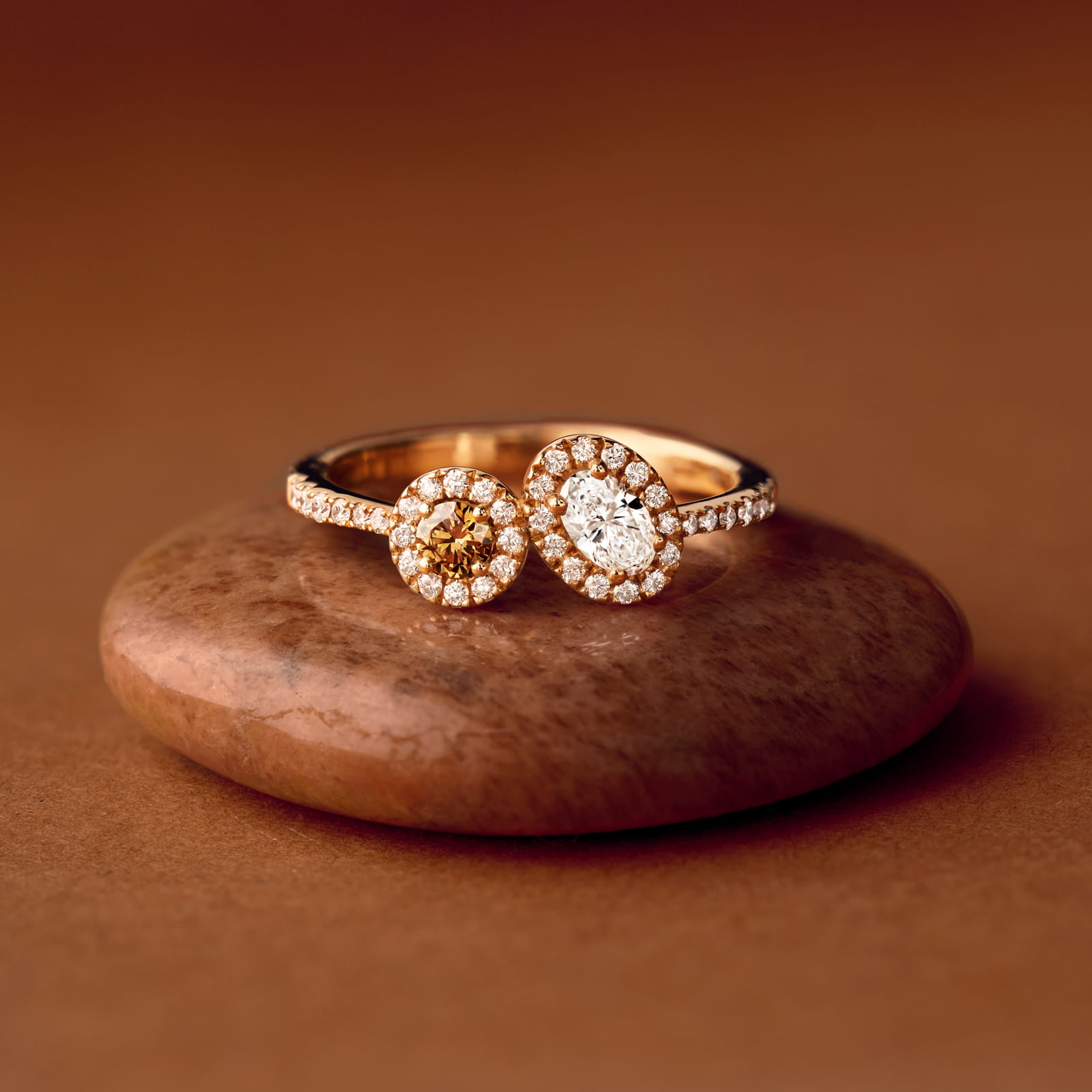 Bague Or rose Diamant Cognac et diamants AlterEgo Ovale 5