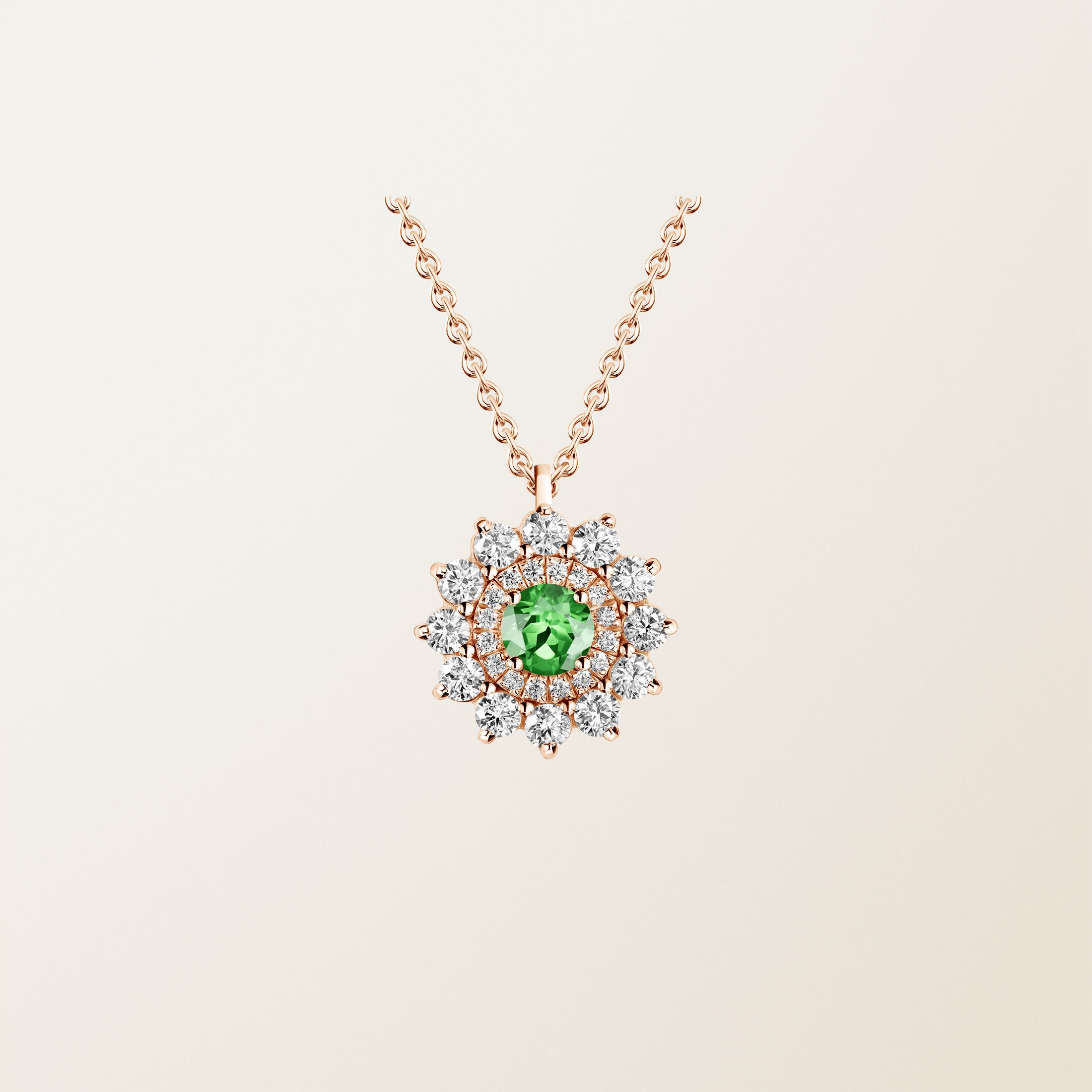 Pendentif Or rose 18 cts Tsavorite Lefkos