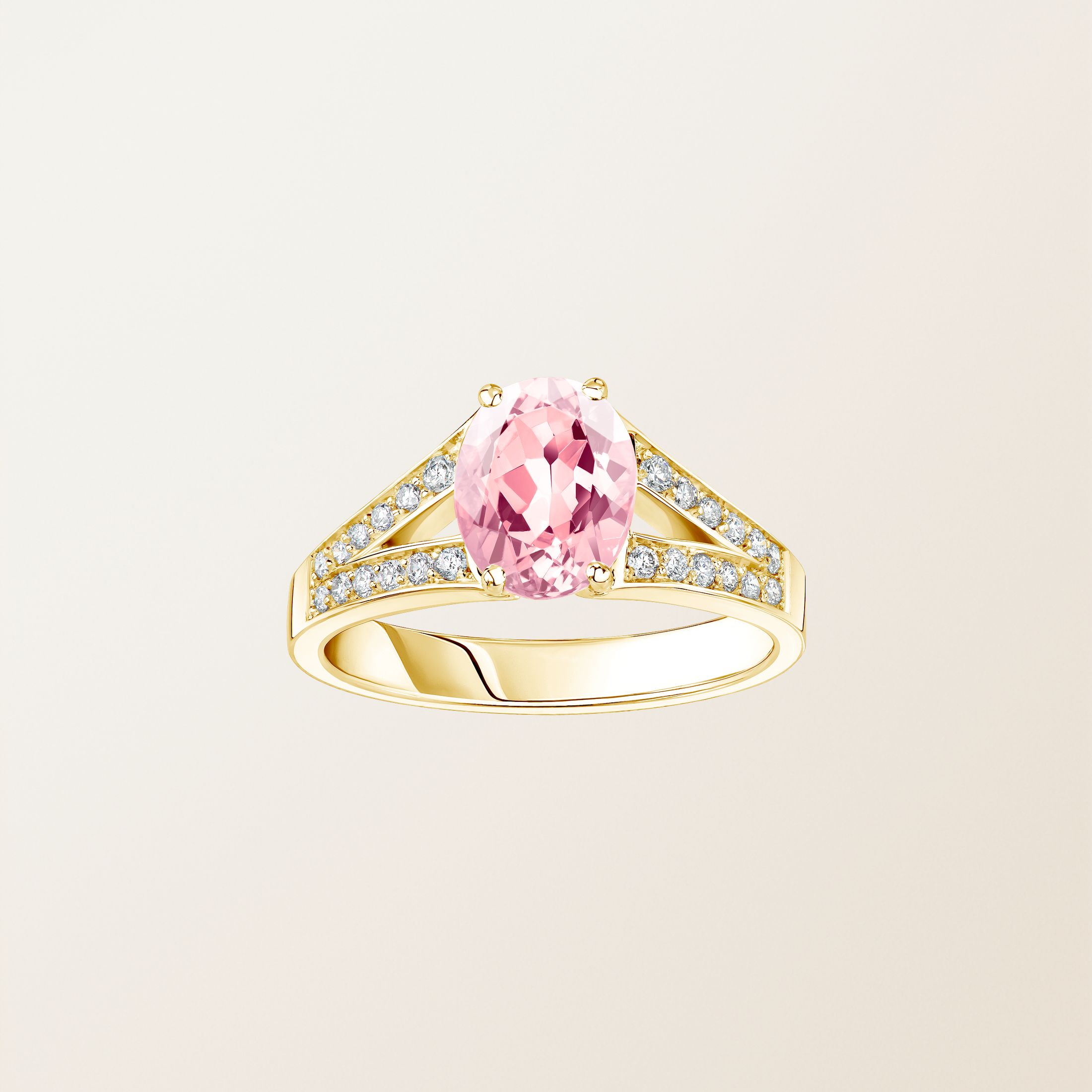 Bague Or jaune 18 cts Tourmaline Rétromantique Tiare Pavée