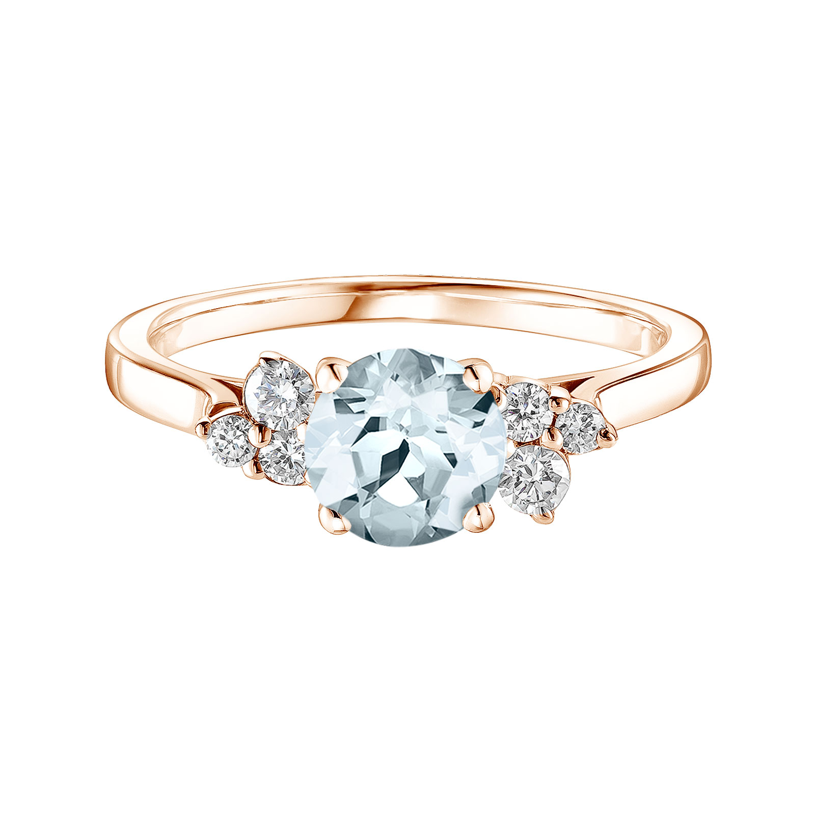 Bague Or rose Aigue-marine et diamants Baby EverBloom 6 mm 1