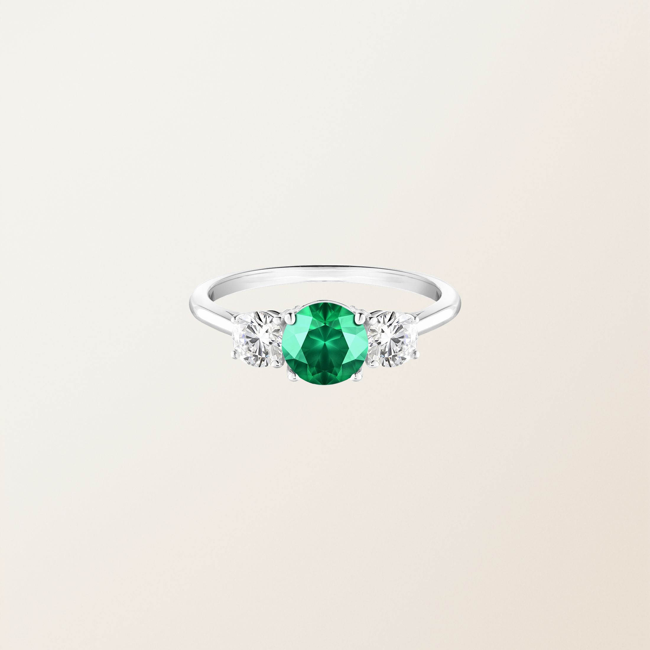 Bague Or blanc 18 cts Emeraude Little Lady Duo