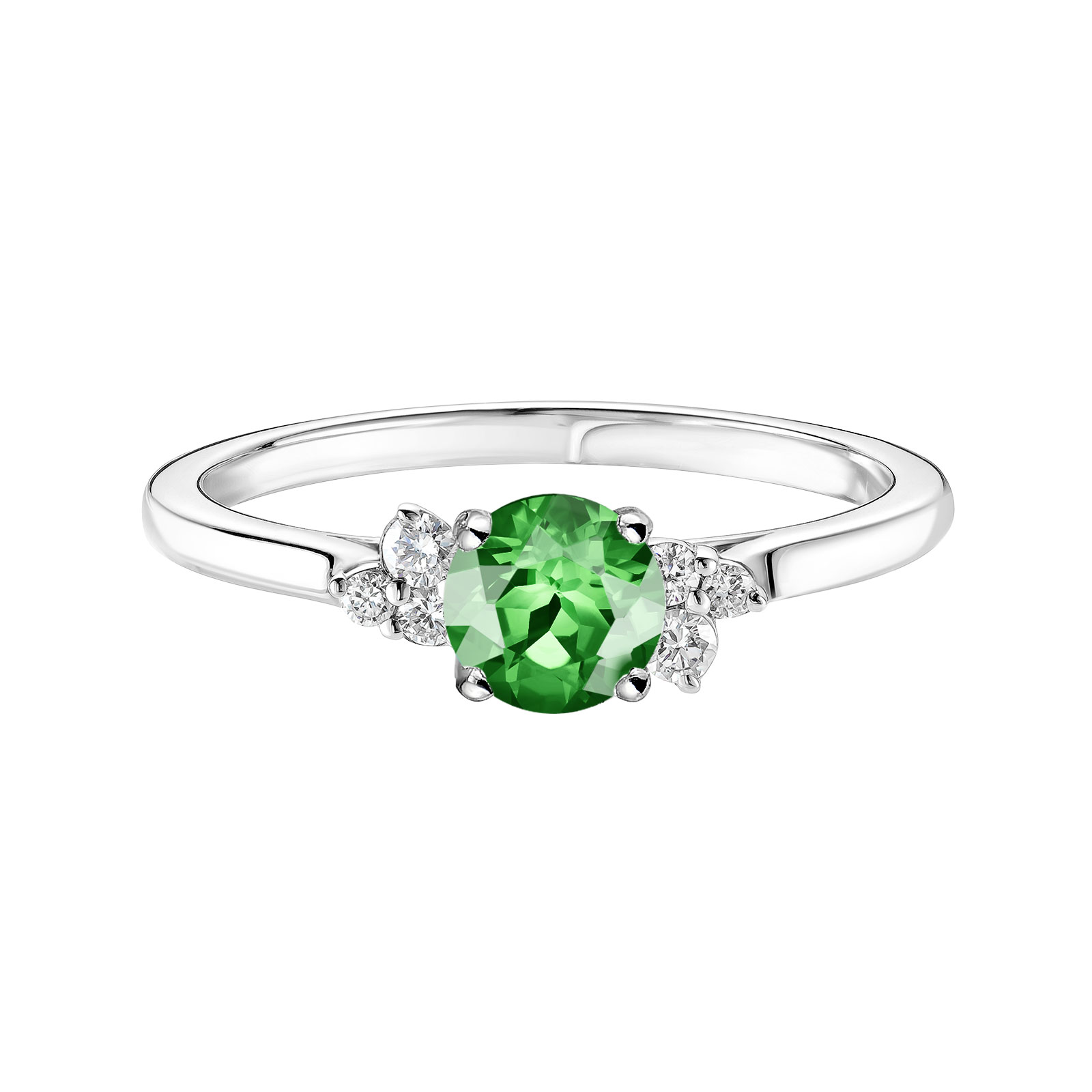 Bague Or blanc Tsavorite et diamants Baby EverBloom 5 mm 1