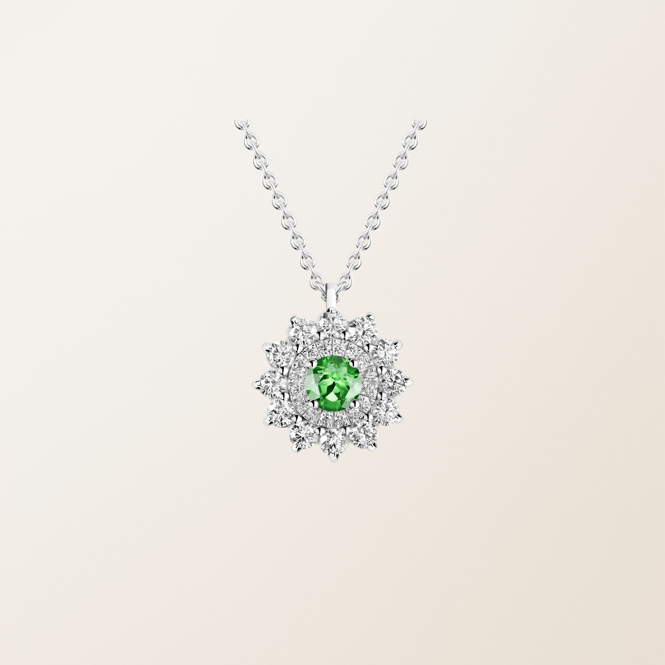 Pendentif Or blanc 18 cts Tsavorite Lefkos