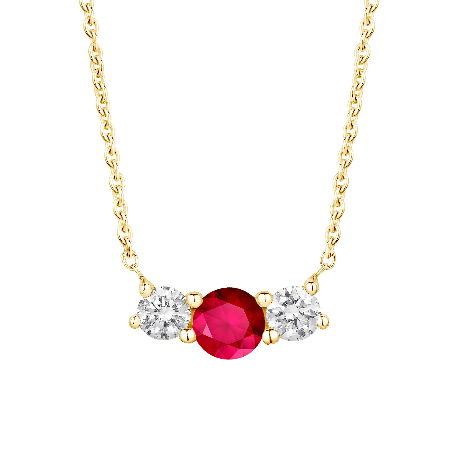 Pendentif Or Jaune 18 Carats Avec Rubis 
