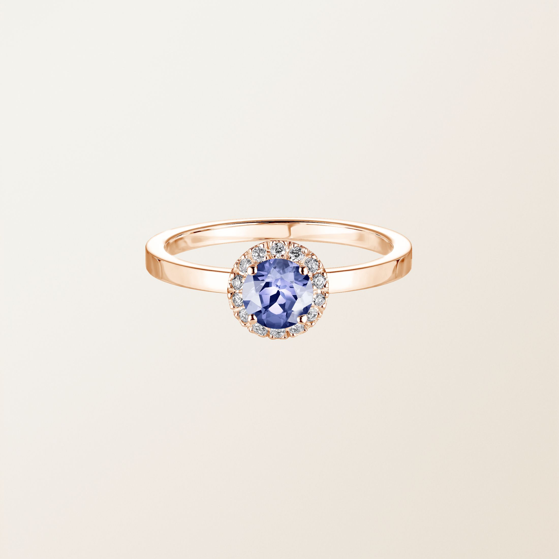 Bague Or rose 18 cts Tanzanite Rétromantique M