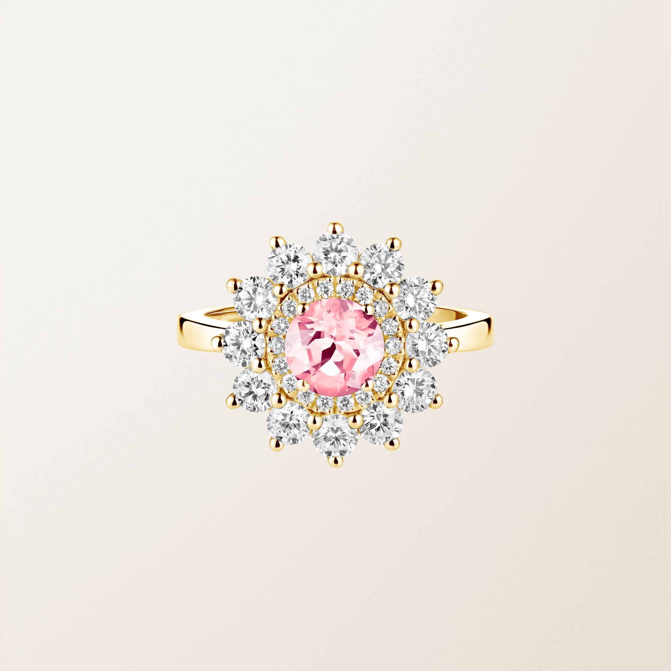 Bague Or jaune 18 cts Tourmaline Lefkos 6 mm