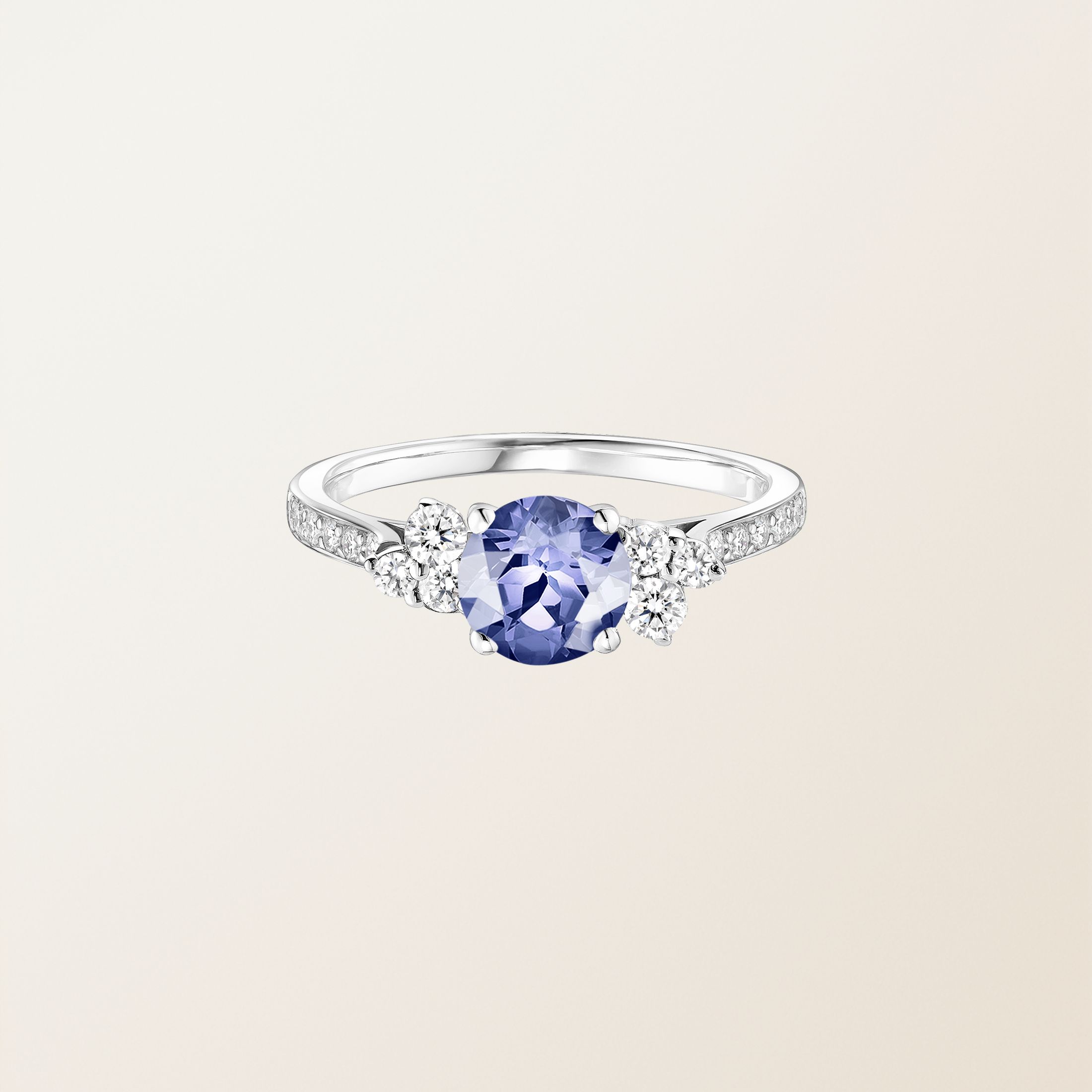 リング 18金ホワイトゴールド タンザナイト Baby EverBloom 6 mm Pavée